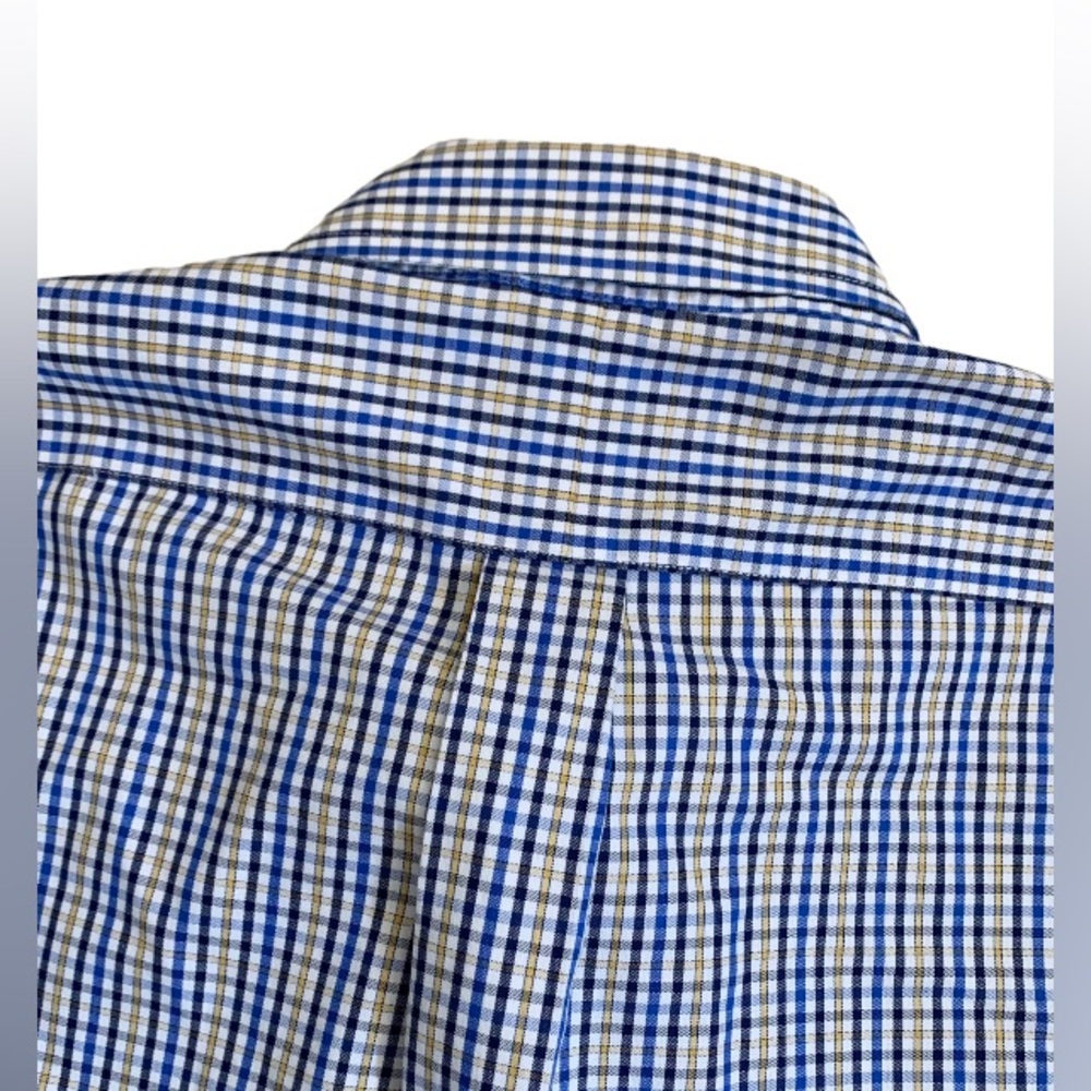 Paul Fredrick non Iron 2 ply cotton men’s check dress shirt size 17 x 33 large - Picture 4 of 10